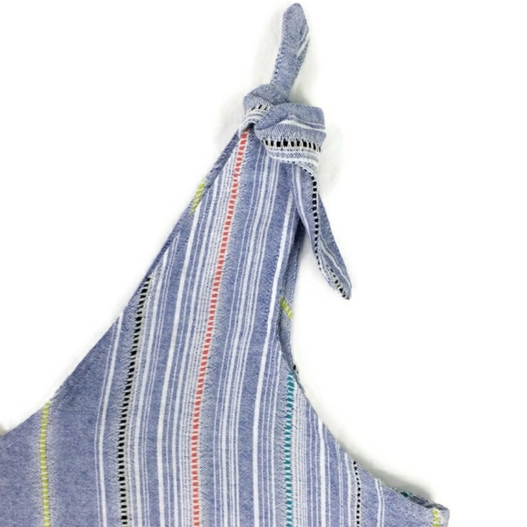 Copper Key Multicolor Stripe Cropped Shoulder Tie Tank Top Womens Large - Picture 6 of 13